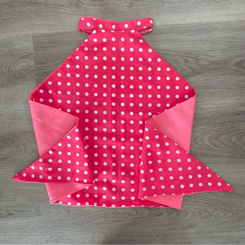 Vintage 1970s white & pink polka dot halter
